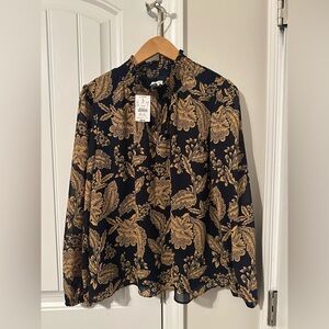J Crew Factory smocked neck blouse